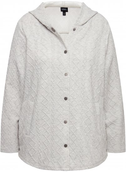 Ulla Popken Cable Knit Long Sleeve Hoodie Light Grey Melange - Sweaters & hoodies - 