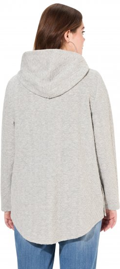 Ulla Popken Cable Knit Long Sleeve Hoodie Light Grey Melange - Sweaters & hoodies - 