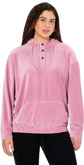 Ulla Popken Corduroy Hoodie Raspberry - Sweaters & hoodies - 