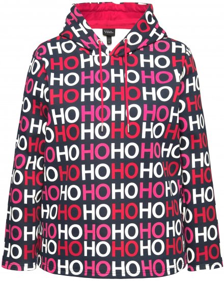Ulla Popken Ho Ho Ho Lettering Hooded Sweatshirt Navy - Sweaters & hoodies - 