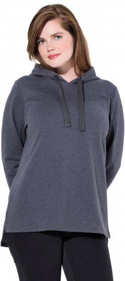 Ulla Popken Lettering GLOWING Hoodie Asphalt Grey - Bedrukte T-shirts voor dames - 