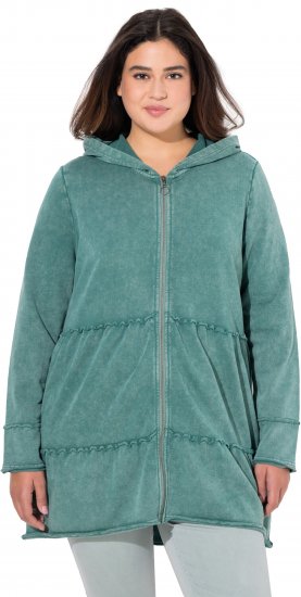 Ulla Popken Tiered Flounce Panel Zip Up Hoodie Green - Sweaters & hoodies - 