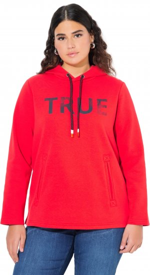 Ulla Popken TRUE Lettering Hoodie Neon Red - Sweaters & hoodies - 