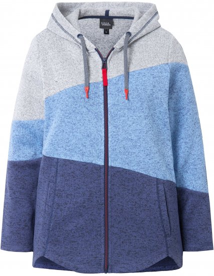 Ulla Popken Color Block Fleece-Lined Hoodie Atlantic Blue - Sweaters & hoodies - 