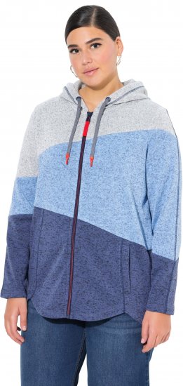 Ulla Popken Color Block Fleece-Lined Hoodie Atlantic Blue - Sweaters & hoodies - 