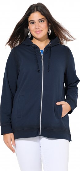 Ulla Popken Decorative Seam Zip-Up Hoodie Navy - Sweaters & hoodies - 