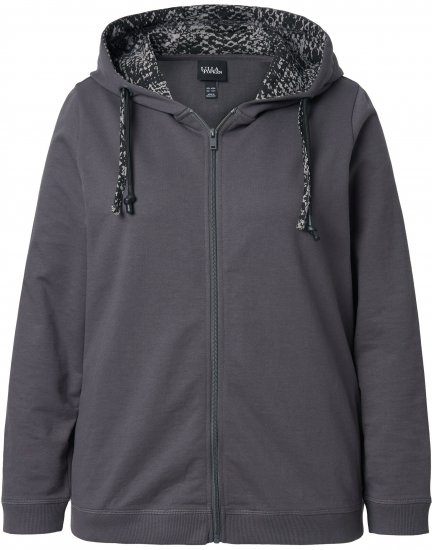 Ulla Popken Snake Detail Zip-Up Hoodie Graphite Grey - Sweaters & hoodies - 