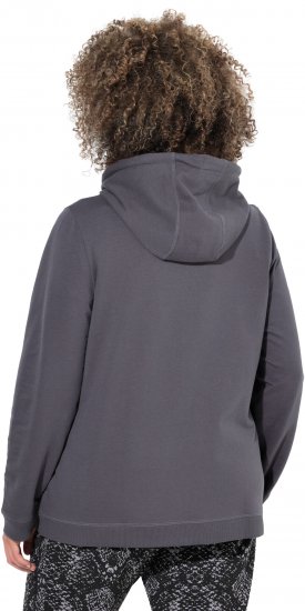 Ulla Popken Snake Detail Zip-Up Hoodie Graphite Grey - Sweaters & hoodies - 