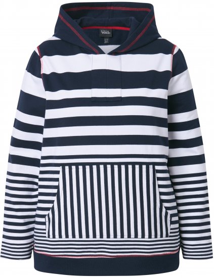 Ulla Popken Oversized Striped Long Sleeve Hoodie Ink Blue - Sweaters & hoodies - 