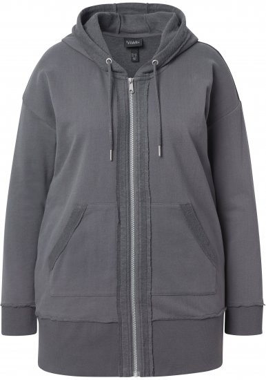 Ulla Popken Decorative Seam Zip-Up Hoodie Graphite Grey - Sweaters & hoodies - 