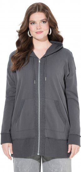 Ulla Popken Decorative Seam Zip-Up Hoodie Graphite Grey - Sweaters & hoodies - 