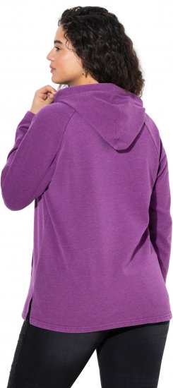 Ulla Popken Rhinestone Drawstring Moon Wash Hoodie Light Plum - Sweaters & hoodies - 