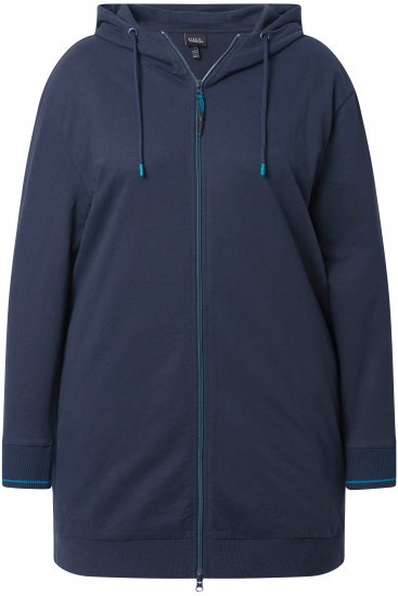 Ulla Popken Contrast Piping Zip-Up Hoodie Navy - Sweaters & hoodies - 