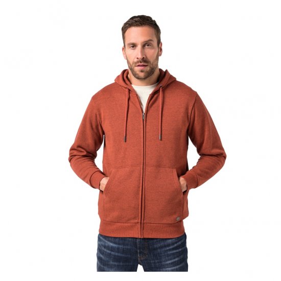 JP1880 Hoodie With Zipper Brick Brown - Sweaters & hoodies - Sweaters & Hoodies Grote Maten Heren