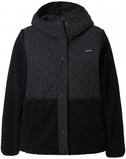 Ulla Popken Mixed Texture Hoodie Black - Sweaters & hoodies - 