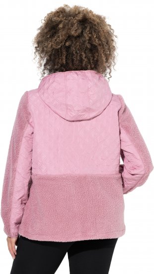 Ulla Popken Mixed Texture Hoodie Wildberry - Sweaters & hoodies - 