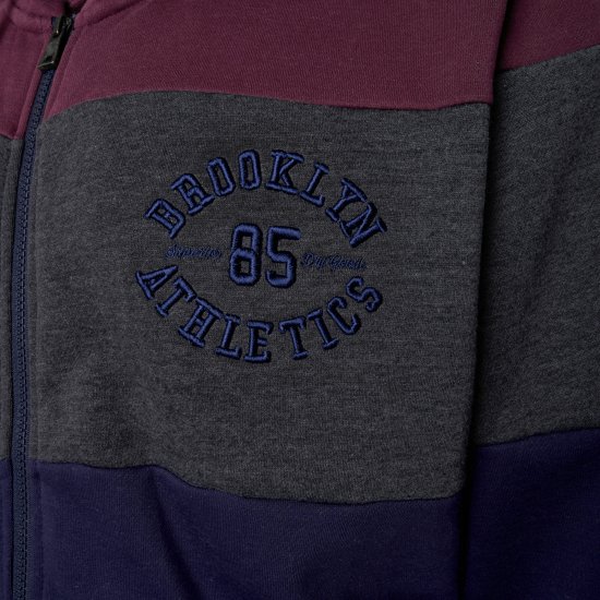 Kam Jeans 7083 Zip Thru Cut & Saw Brooklyn Hoodie Fig - Sweaters & hoodies - Sweaters & Hoodies Grote Maten Heren