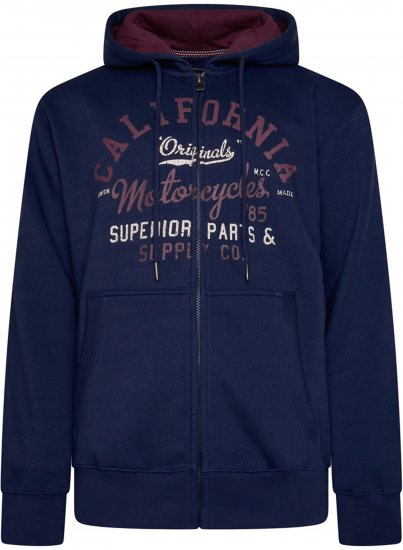 Kam Jeans 7085 Californai Zip Thru Hoodie Navy - Sweaters & hoodies - Sweaters & Hoodies Grote Maten Heren