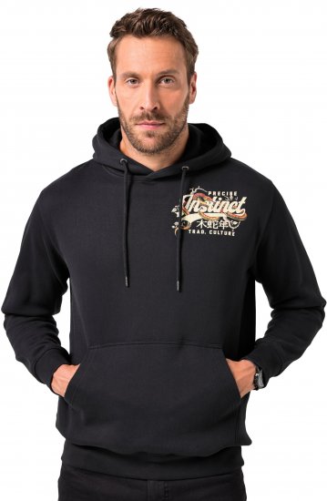 JP1880 Hoodie Breast Print Instinct Black - Sweaters & hoodies - Sweaters & Hoodies Grote Maten Heren