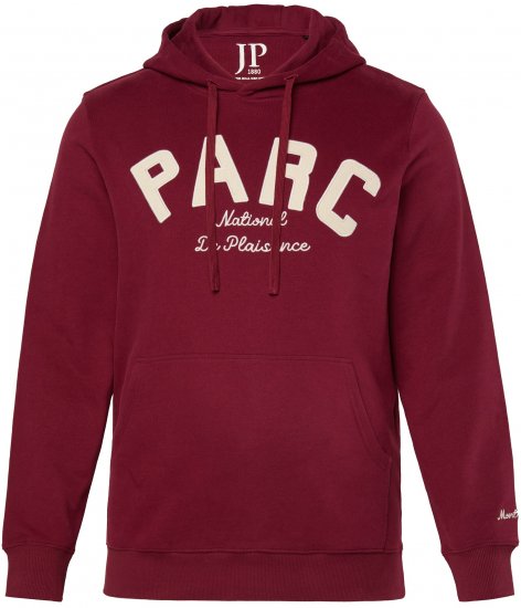 JP1880 Hoodie with Embroidery Aubergine - Sweaters & hoodies - Sweaters & Hoodies Grote Maten Heren