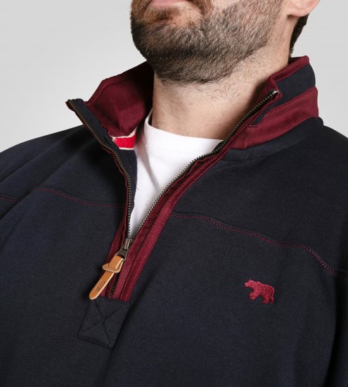 Duke Leicester Quarter Neck Fleece Sweatshirt Navy TALL - TALL sweatshirts - 