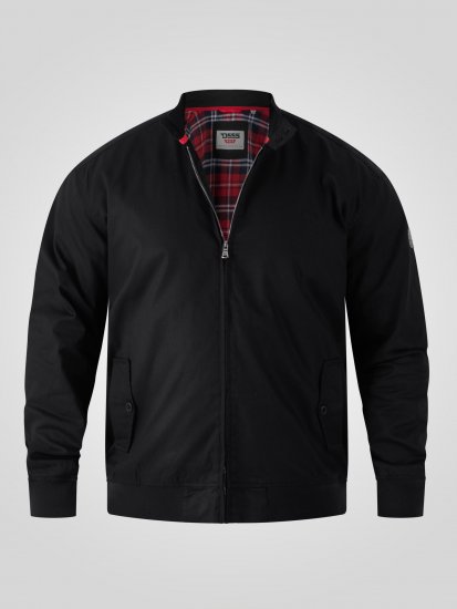 D555 Kent Elastic Rib Hem & Cuffs Harrington Jacket Black - Jassen - Grote Maten Herenjassen