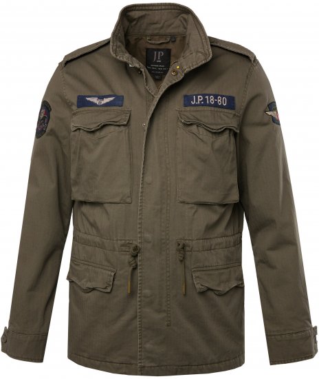 JP1880 Field Jacket with Badges Vintage Look TALL Moss Green - TALL jassen - 