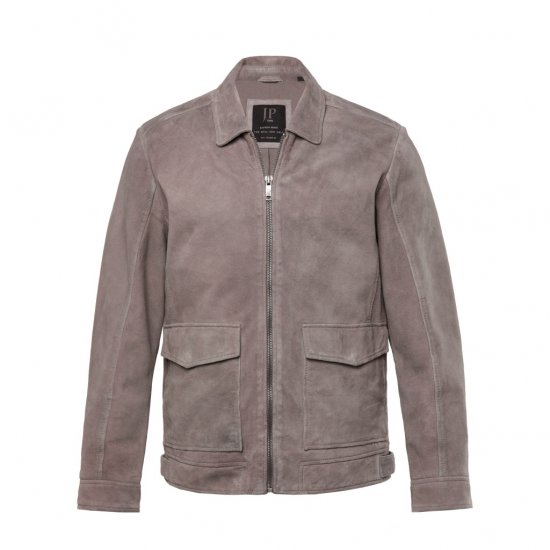 JP1880 Leather Jacket Lamskin Suede Grey - Jassen - Grote Maten Herenjassen