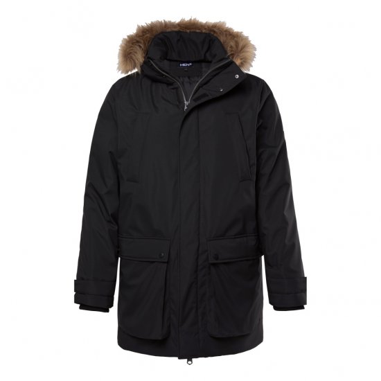 Men Plus Parka With Fur Hood Black - Jassen - Grote Maten Herenjassen