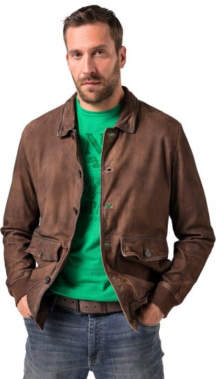 JP1880 Finest Goat Suede Leather Blouson Tobacco Brown - Jassen - Grote Maten Herenjassen