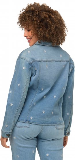 Ulla Popken Embroidered Denim Jacket Light Blue - Jassen - 