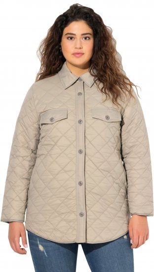 Ulla Popken Quilted Water Repellent Shirt Jacket Medium Grey - Jassen - 