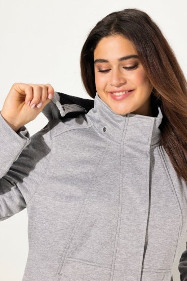 Ulla Popken HYPRAR Melange Softshell Jacket Grey Melange - Jassen - Grote maten jassen voor dames