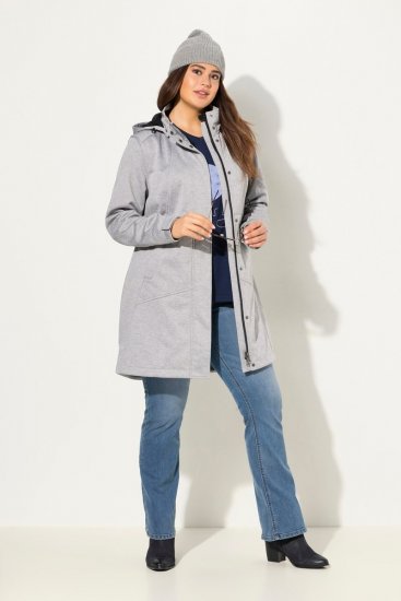 Ulla Popken HYPRAR Melange Softshell Jacket Grey Melange - Jassen - Grote maten jassen voor dames