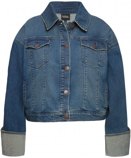 Ulla Popken Wide Cuff Denim Jacket Blue Denim - Jassen - 