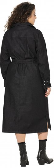 Ulla Popken Denim Acid Wash Trench Coat Black - Jassen - 