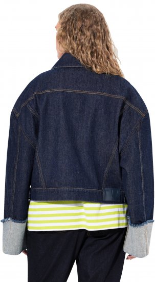 Ulla Popken Stretch Fit Cropped Denim Jacket Rinsed Wash - Jassen - 