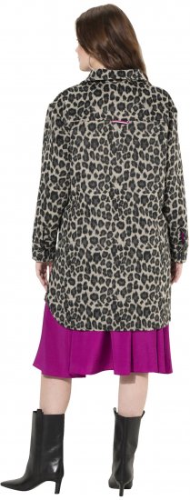 Ulla Popken Leopard Print Shirt Jacket Black - Jassen - 