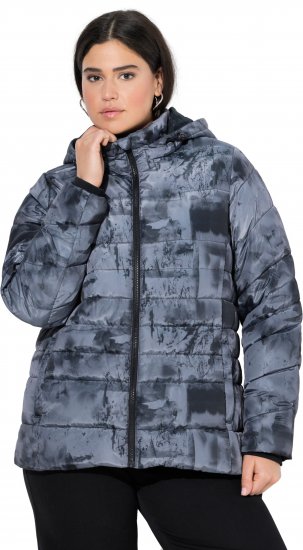 Ulla Popken HYPRAR Quilted Abstract Print Jacket Black - Jassen - 