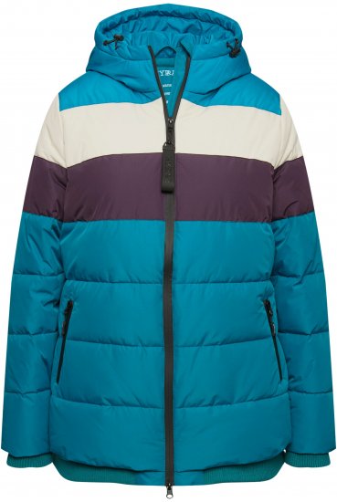 Ulla Popken HYPRAR Striped Triple Function Fully Lined Quilted Jacket Dark Petrol - Jassen - 