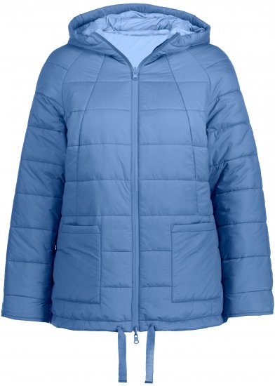 Ulla Popken Reversible Butterfly Print Fully Lined Quilted Jacket Blue Denim - Jassen - 