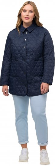Ulla Popken Quilted Jacket with Plaid Lining Navy - Jassen - 