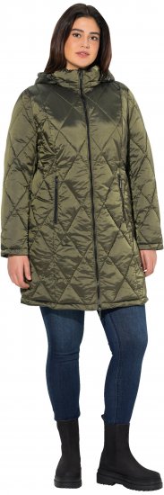 Ulla Popken HYPRAR Diamond Quilted Jacket Bottle Green - Jassen - 