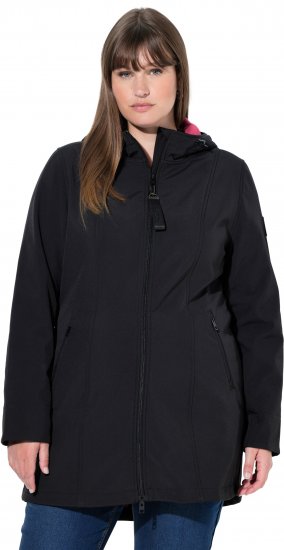 Ulla Popken Hyprar Soft Shell Water Repellent Hooded Jacket Black - Jassen - 