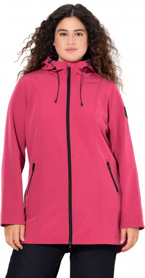 Ulla Popken Hyprar Soft Shell Water Repellent Hooded Jacket Pink Garnet - Ulla Popken - 