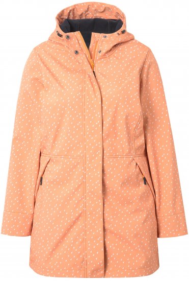 Ulla Popken Raindrop Print Longline Waterproof Jacket Mandarin - Jassen - 