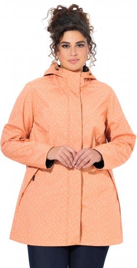 Ulla Popken Raindrop Print Longline Waterproof Jacket Mandarin - Jassen - 
