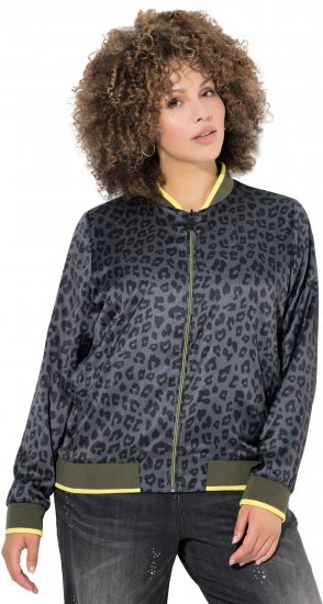 Ulla Popken Reversible Leopard Print College Collar Jacket Olive Grey - Jassen - 