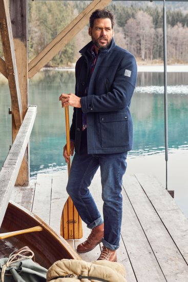 JP1880 Jacket Water-repellent Herringbone Insert Navy - Jassen - Grote Maten Herenjassen