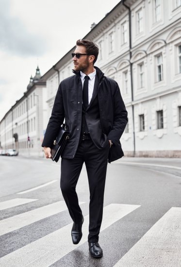 JP1880 Jacket Business Waterproof Black - Jassen - Grote Maten Herenjassen